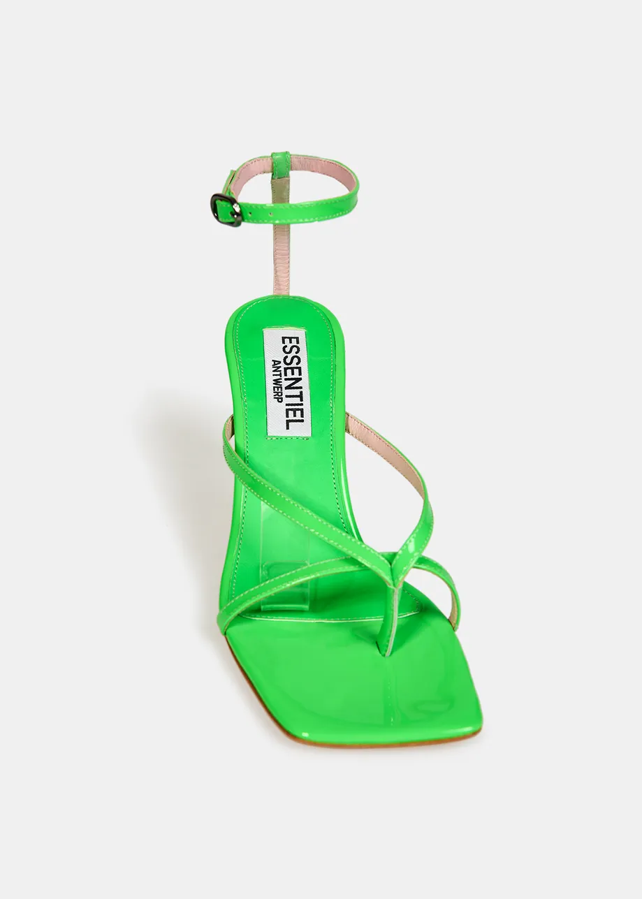 Fluogroene leren sandalen met bandjes
