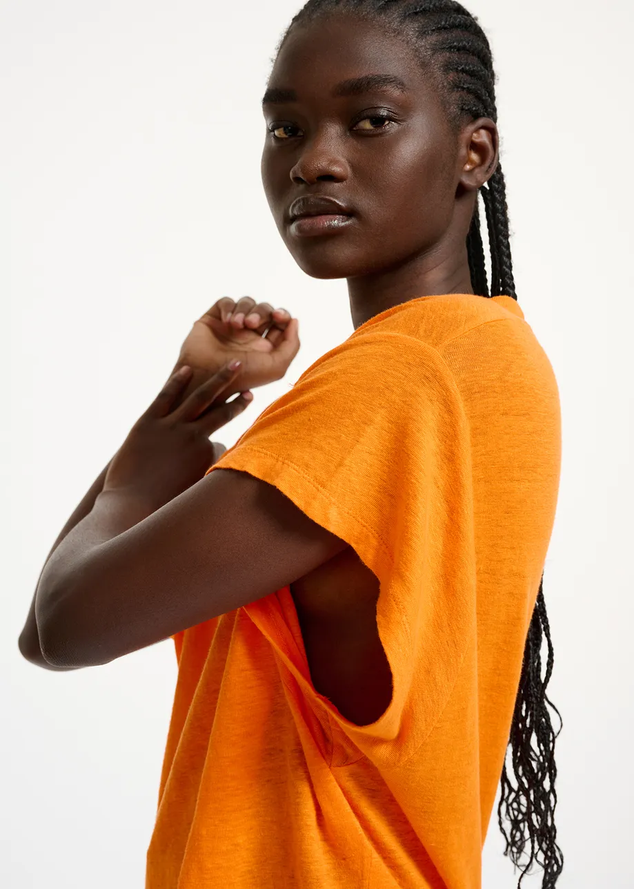 Oranje linnen T-shirt