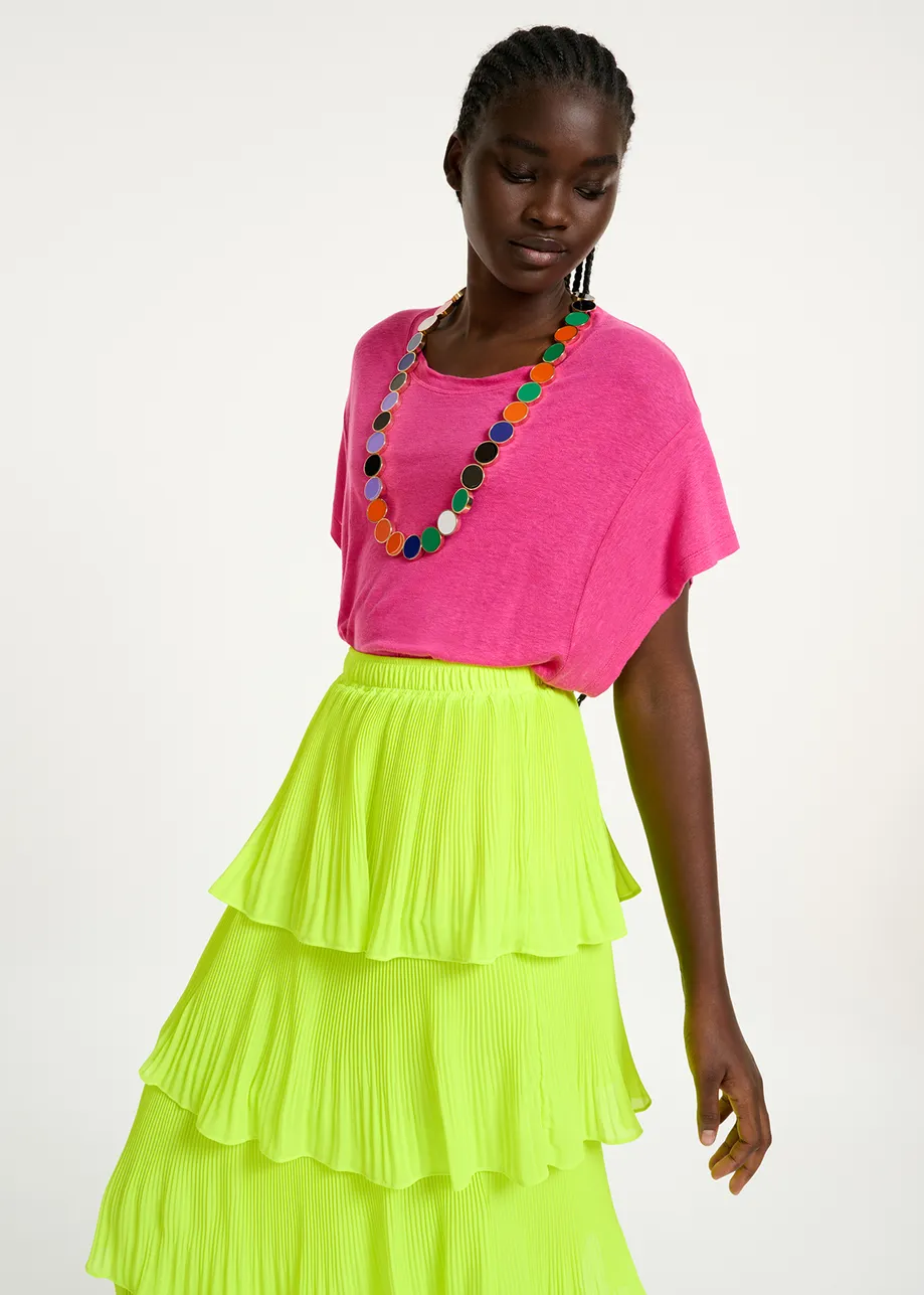 T-shirt en lin fuchsia
