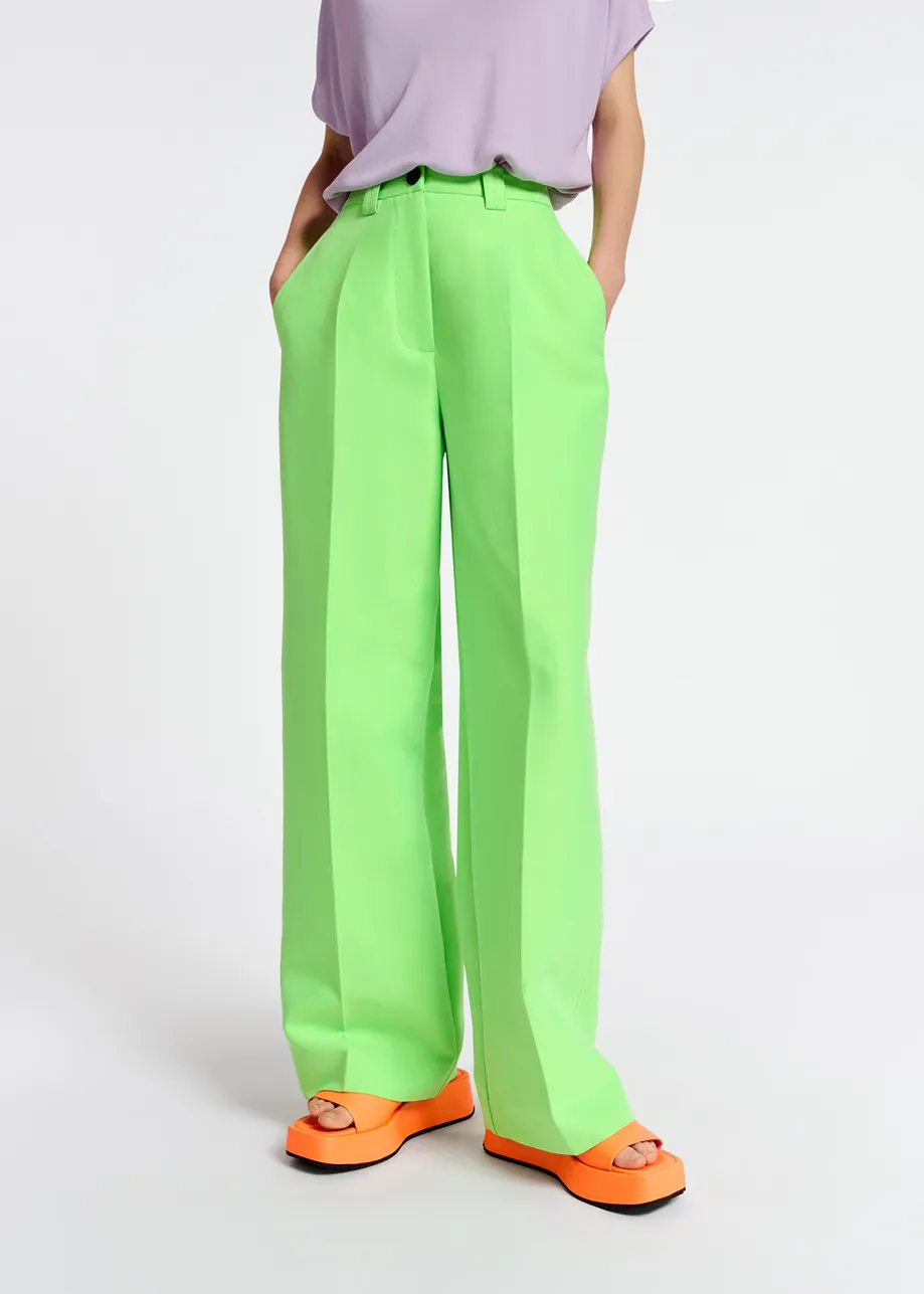 Fluogroene broek met rechte pijpen