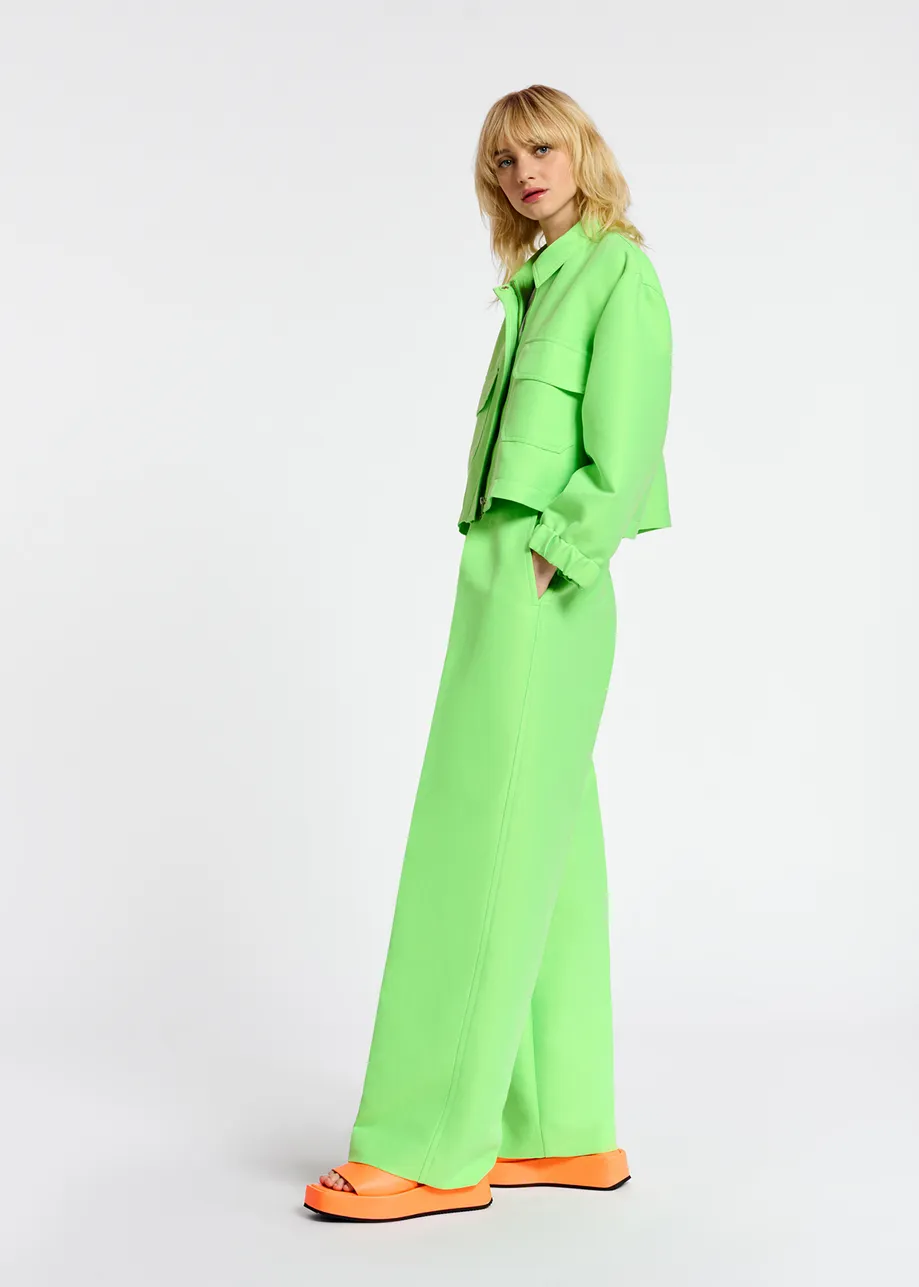 Fluogroene broek met rechte pijpen