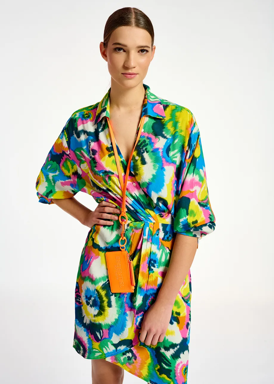 Mini robe portefeuille à imprimé fleuri multicolore