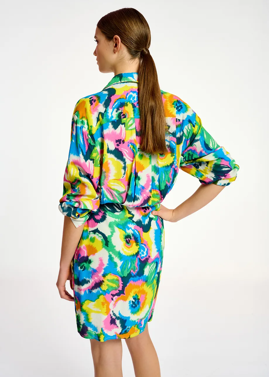 Mini robe portefeuille à imprimé fleuri multicolore