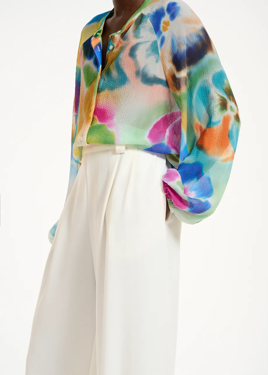 Pantalon blanc cassé à jambes larges
