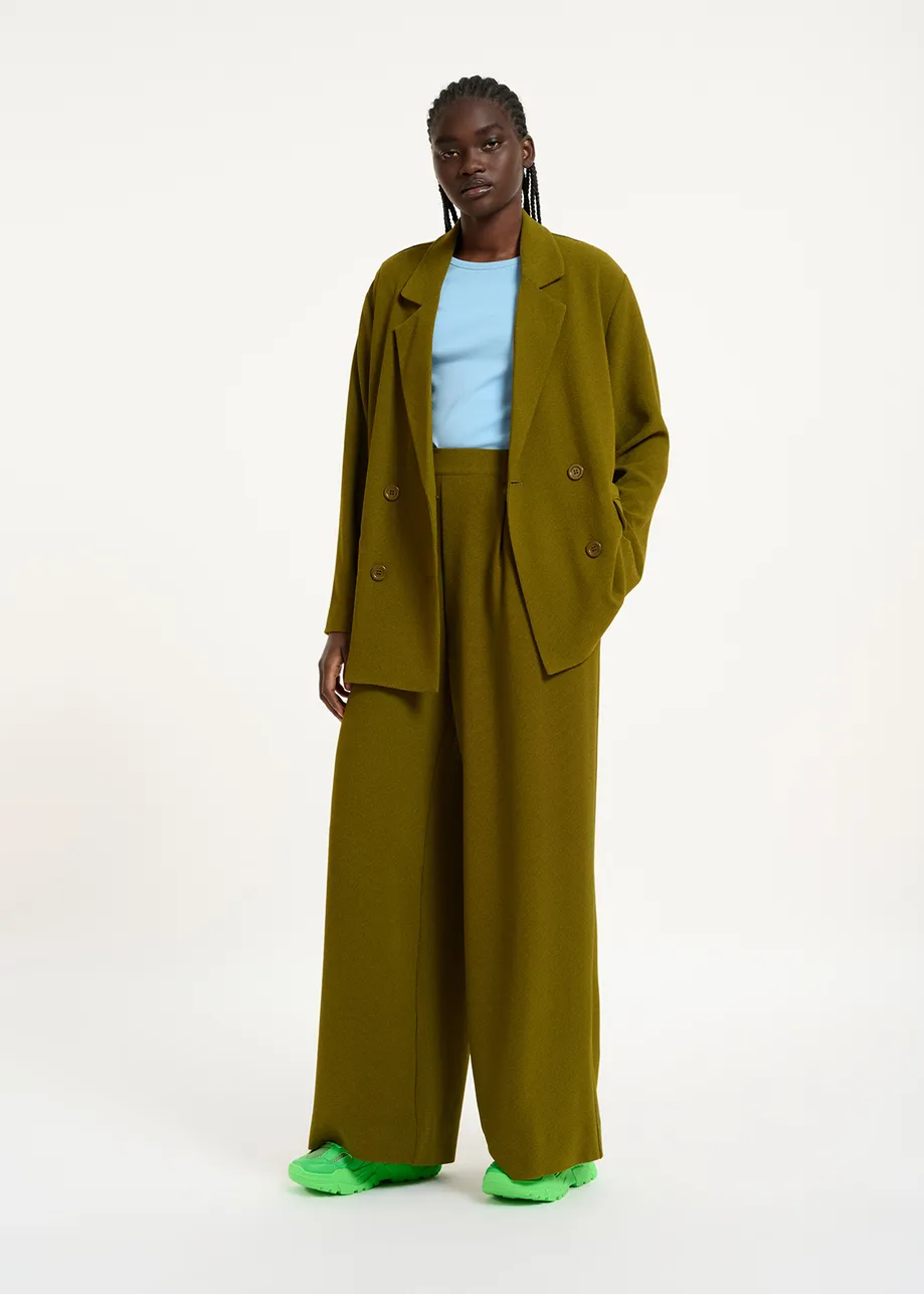 Khaki wide-leg pants