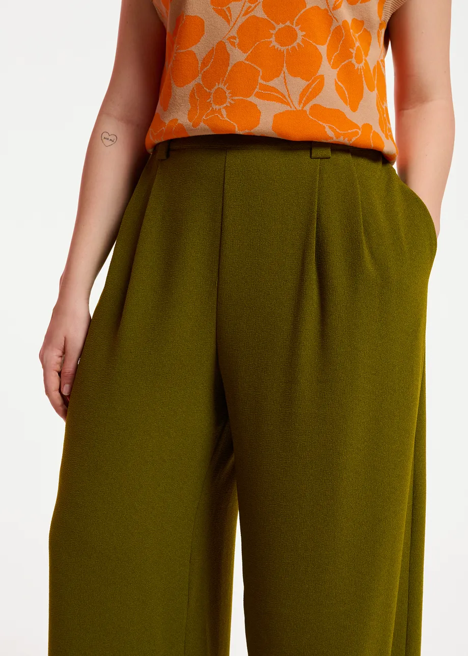 Khaki wide-leg pants