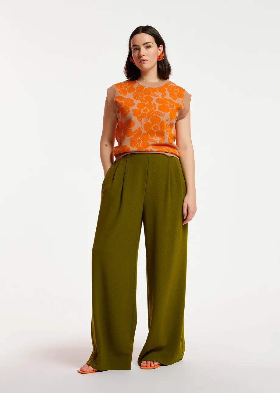 Khaki wide-leg pants