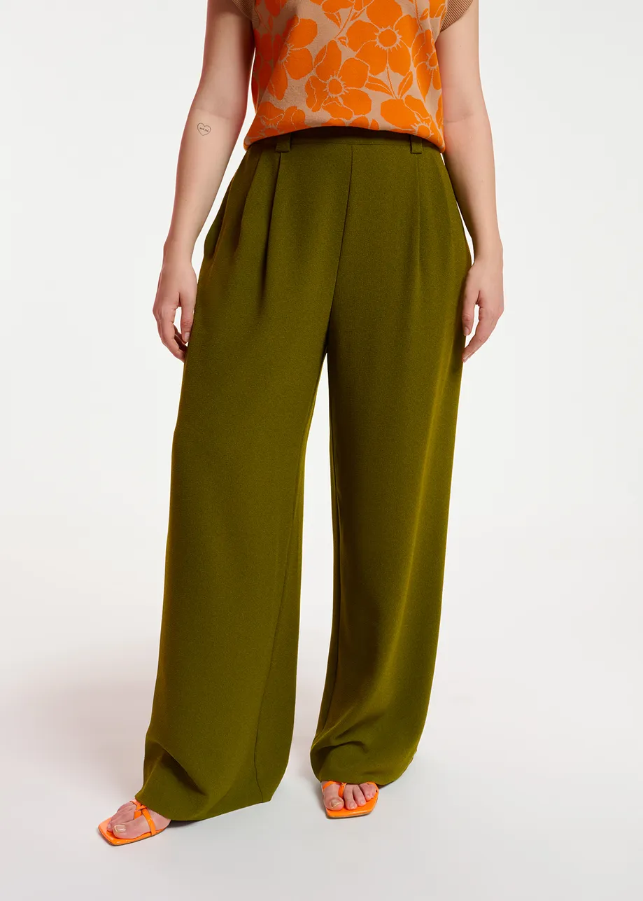 Khaki wide-leg pants
