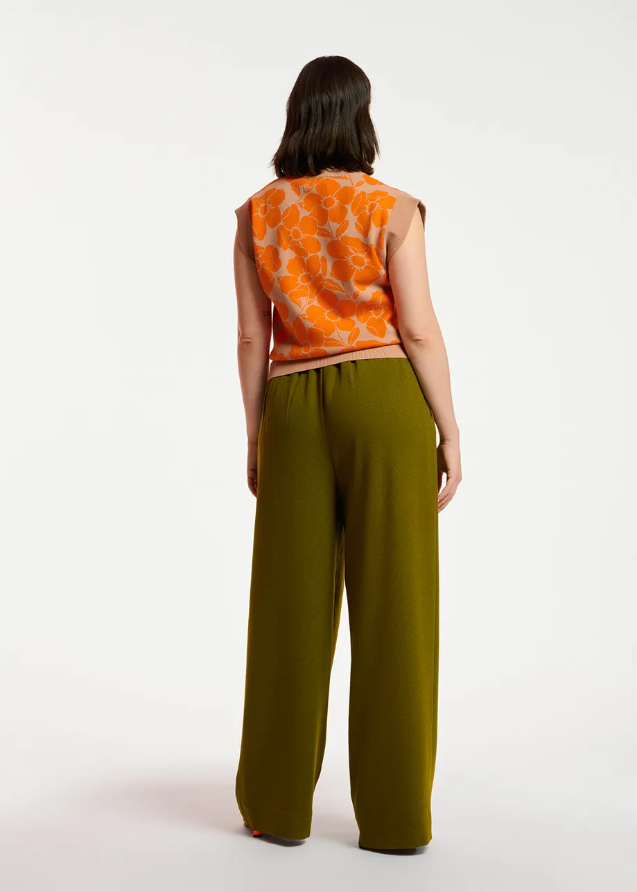 Khaki wide-leg pants