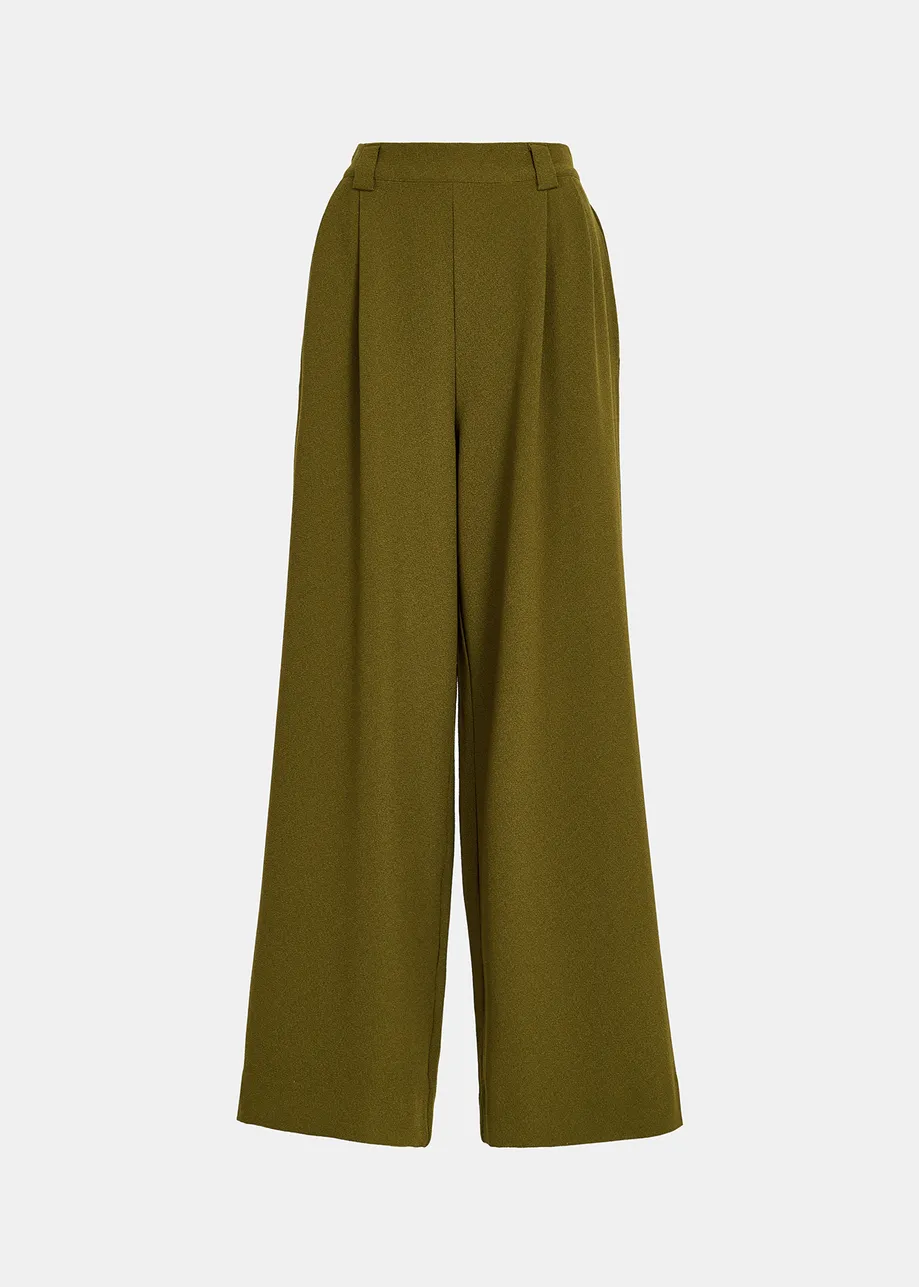 Khaki wide-leg pants