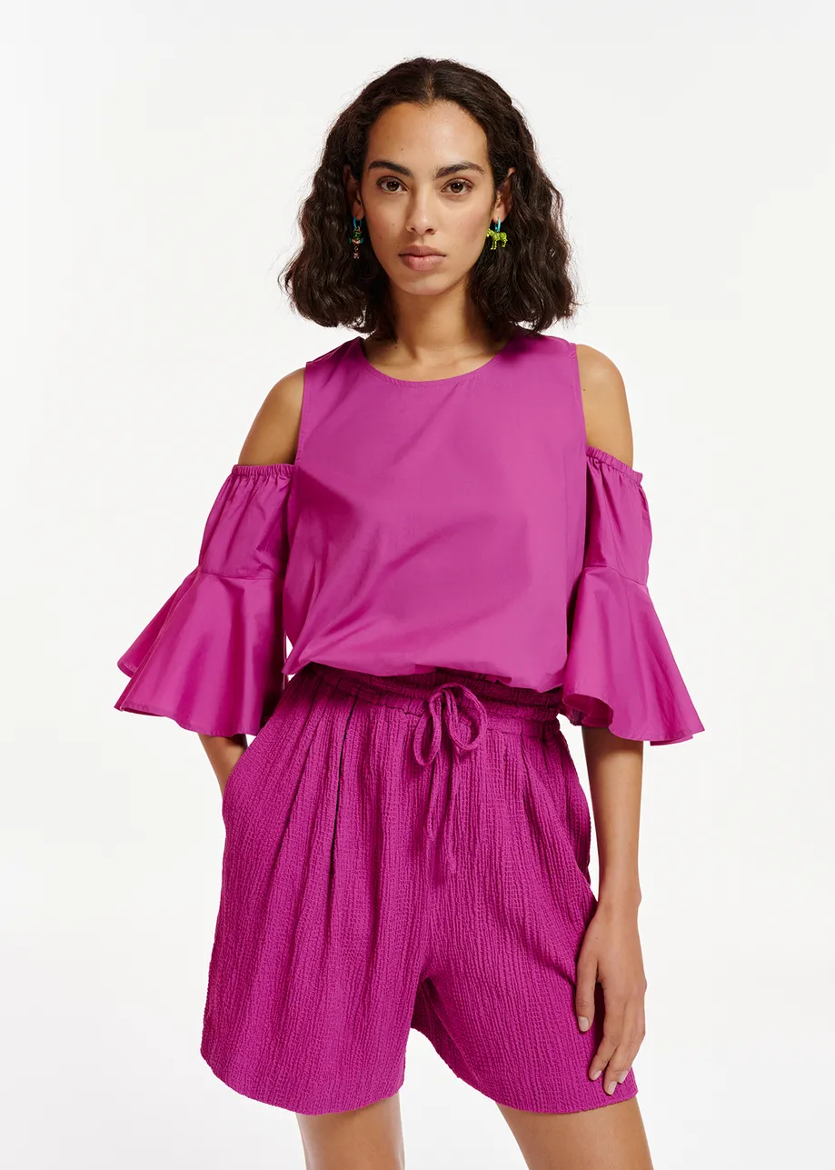 Purple cotton-poplin top