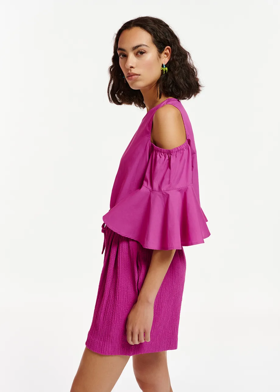 Purple cotton-poplin top
