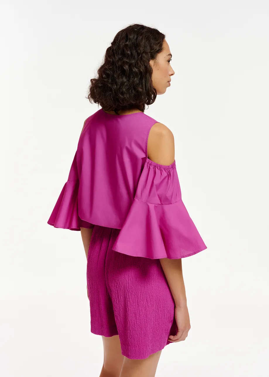 Purple cotton-poplin top