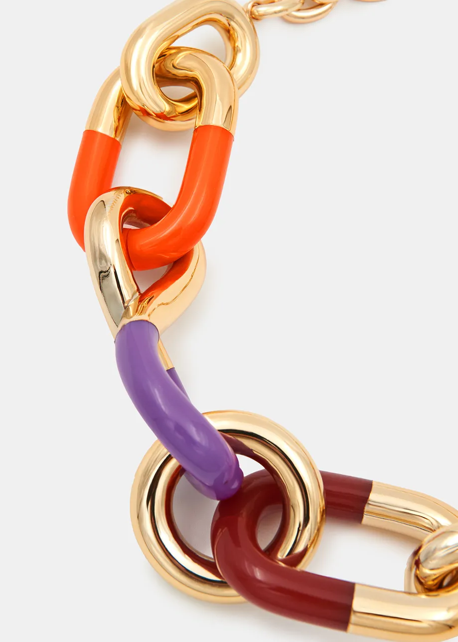 Gold, orange necklace chain States Essentiel chunky and Antwerp purple United 