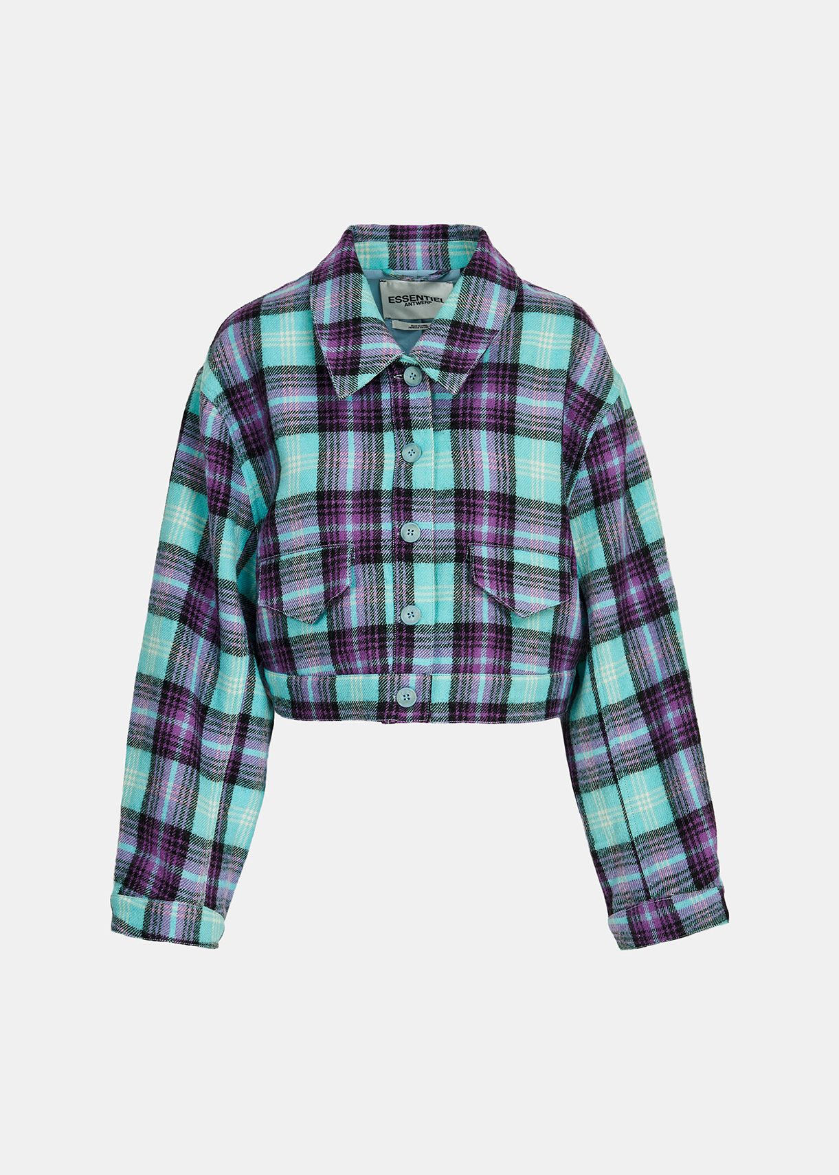 Light blue and purple checked cropped jacket Essentiel Antwerp