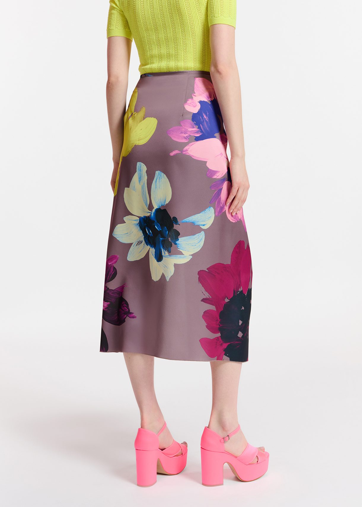 Mauve floral pencil clearance skirt