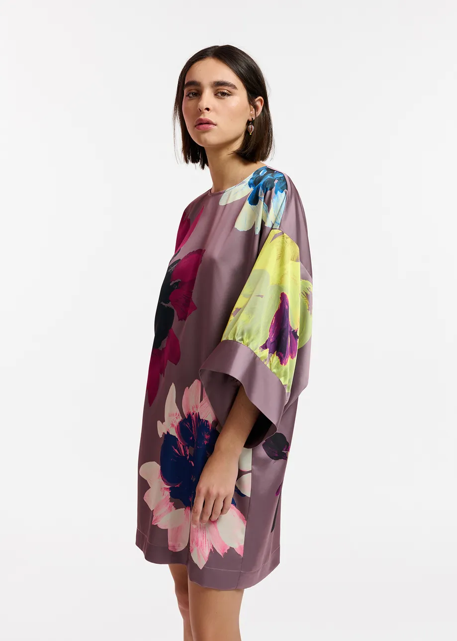 Mauve mini dress with multicolor floral print | Essentiel Antwerp United  States