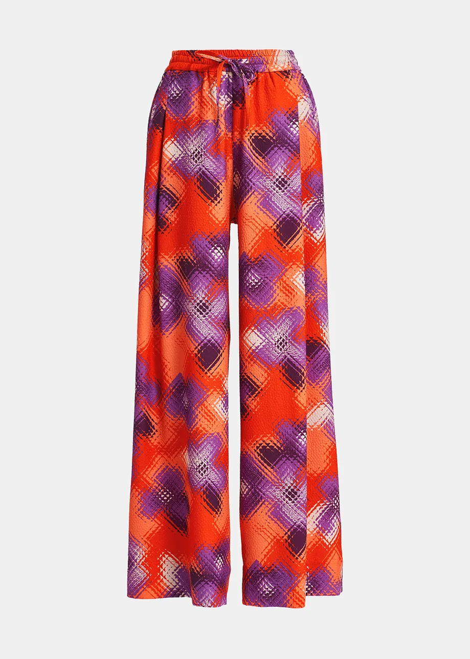 Orange, purple and off-white wide-leg pants