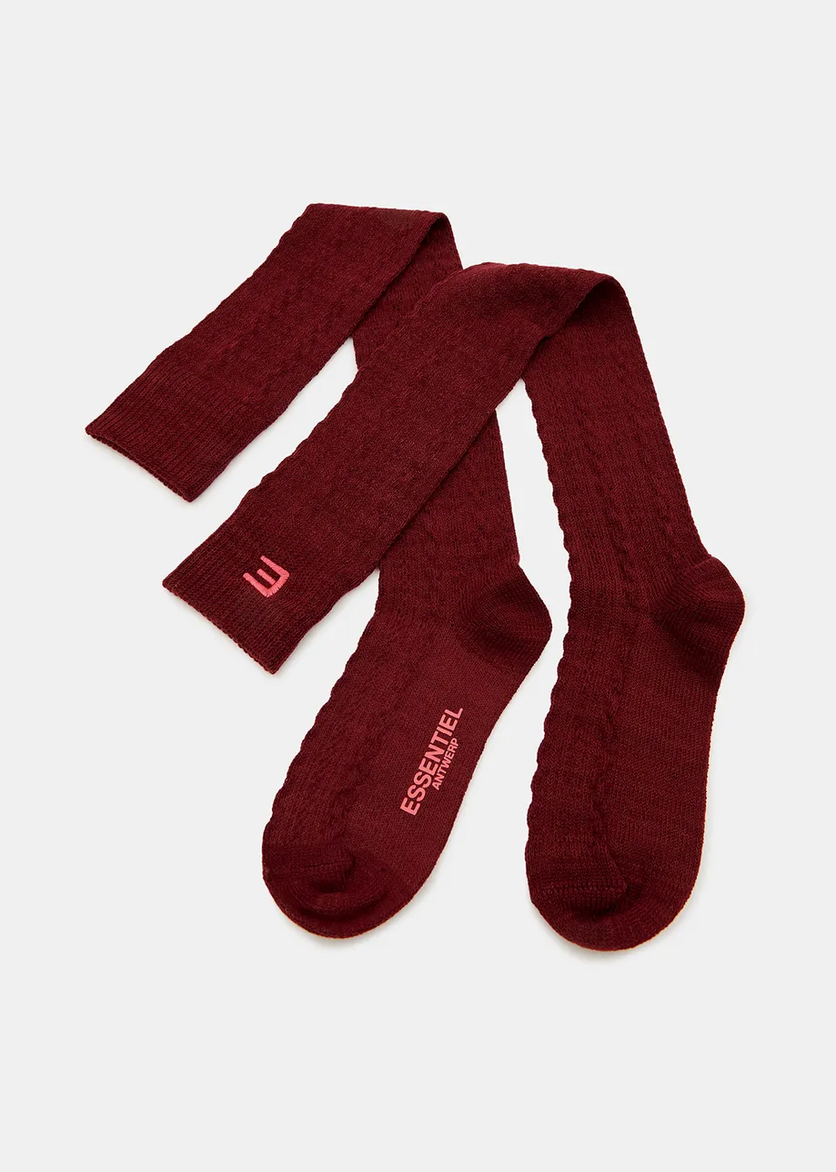 Bordeaux sokken in kabelsteek
