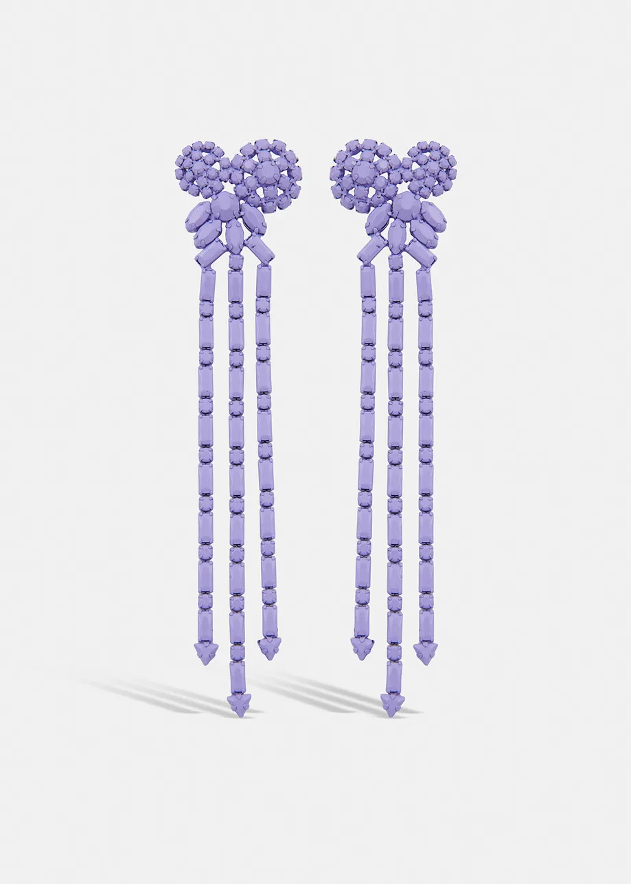 Lilac long rhinestone earrings