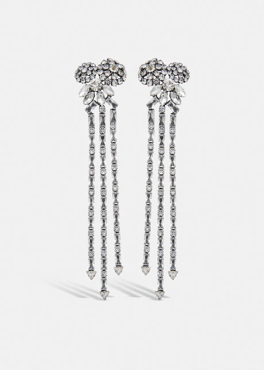 Pendants d'oreilles en strass argentés