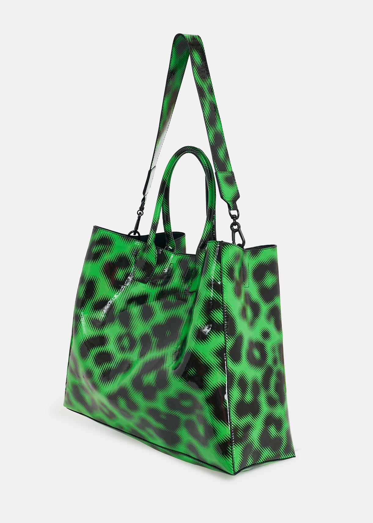 Green and black leopard print shopper bag Essentiel Antwerp Belgium