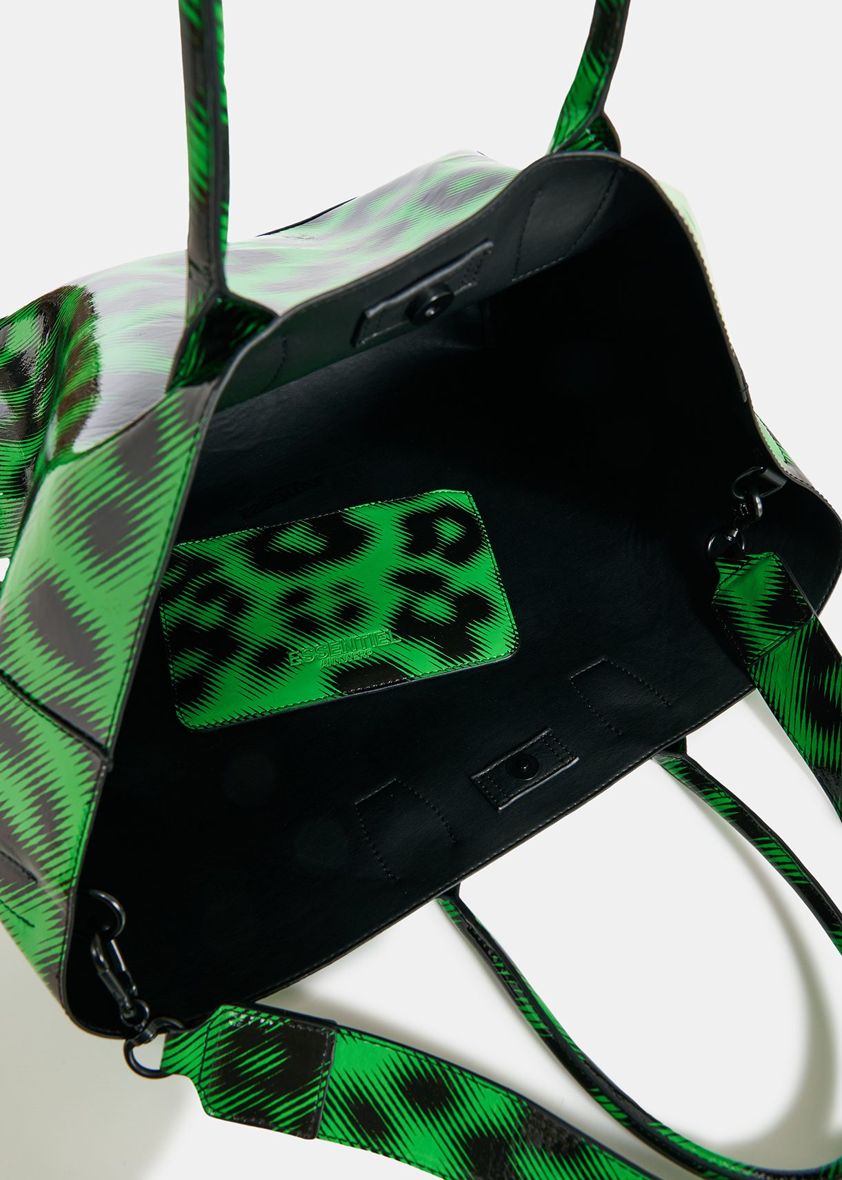 Green and black leopard-print shopper bag | Essentiel Antwerp Europe