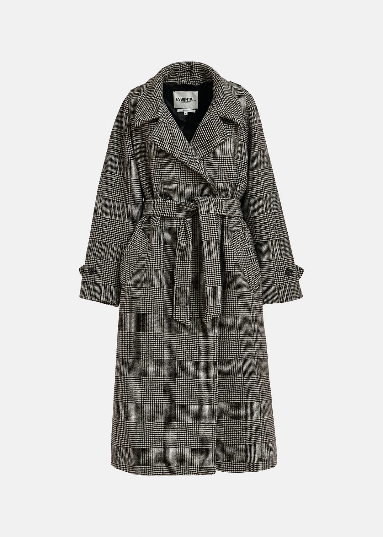 Black houndstooth wool-blend coat