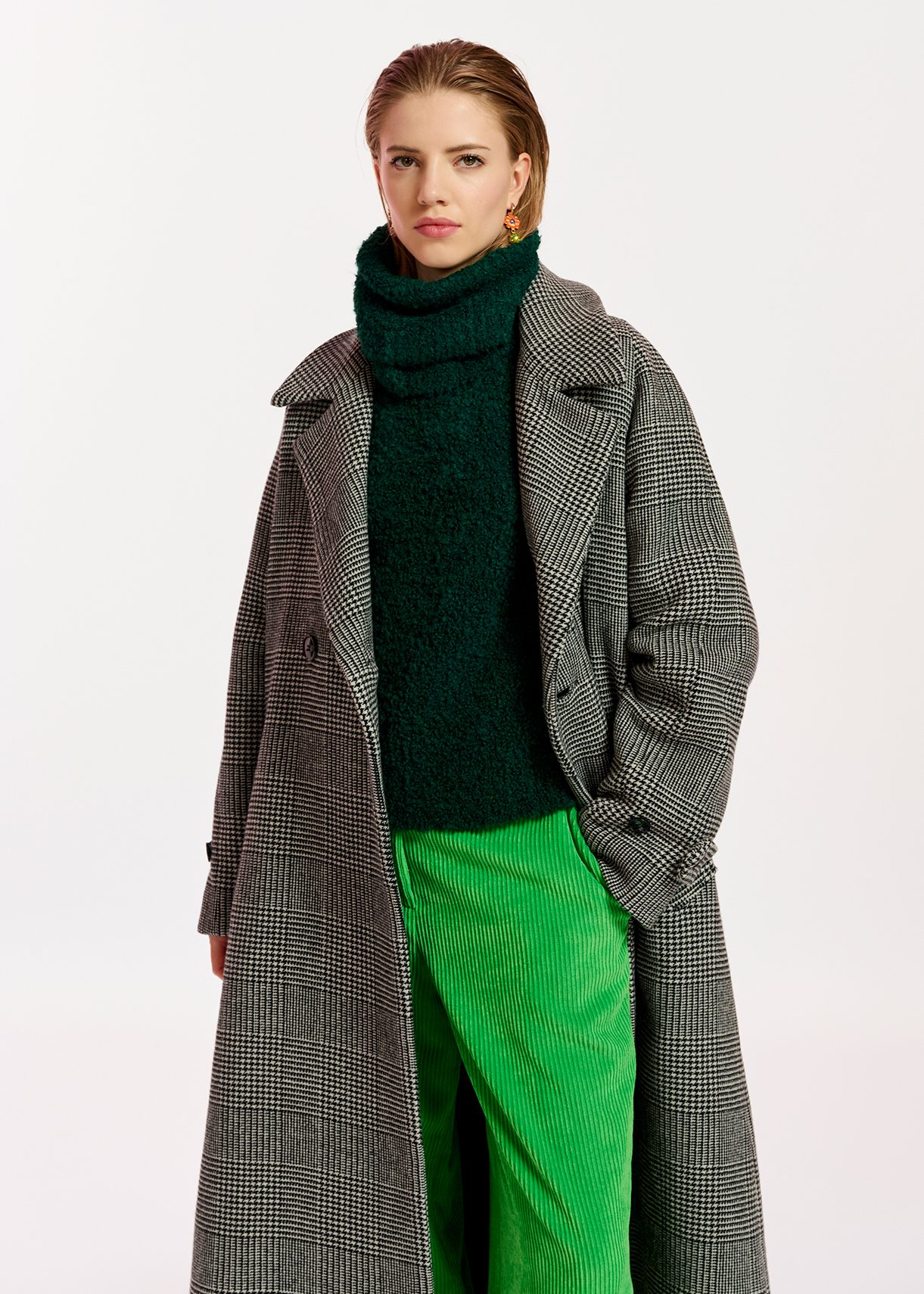 Green hotsell houndstooth coat