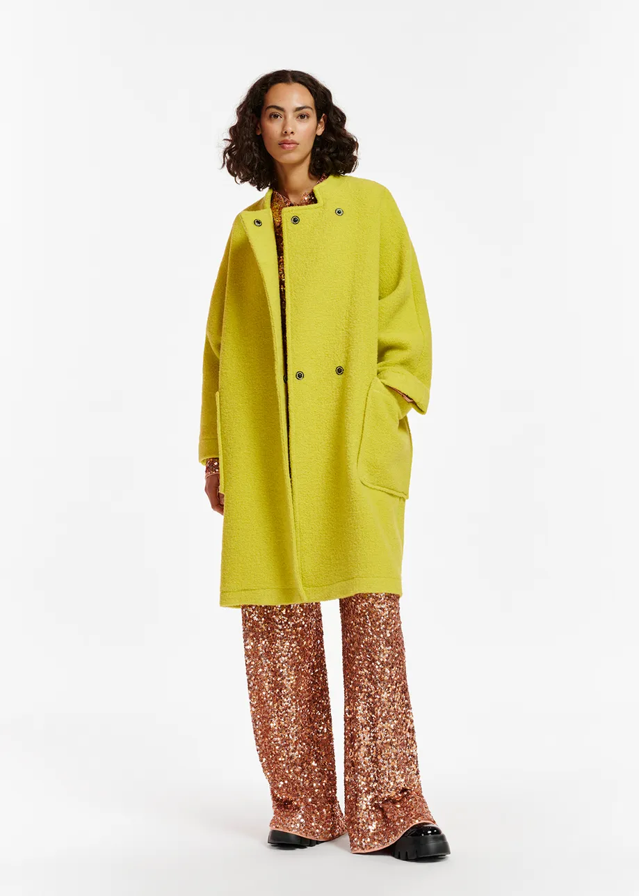 Manteau jaune en laine mélangée