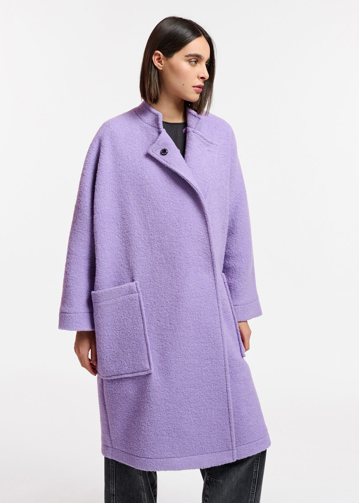 Manteau lilas en laine mélangée | Essentiel Antwerp France