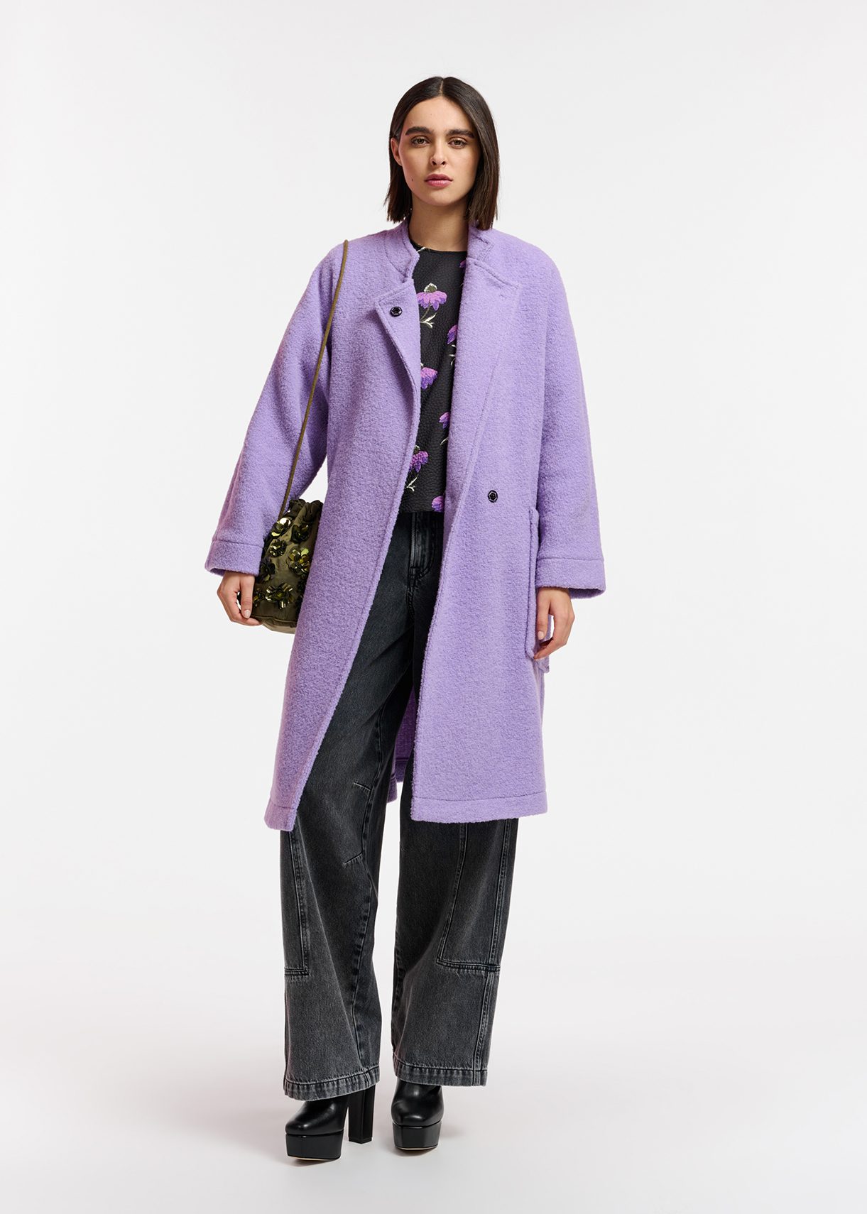 Manteau lilas en laine mélangée | Essentiel Antwerp France