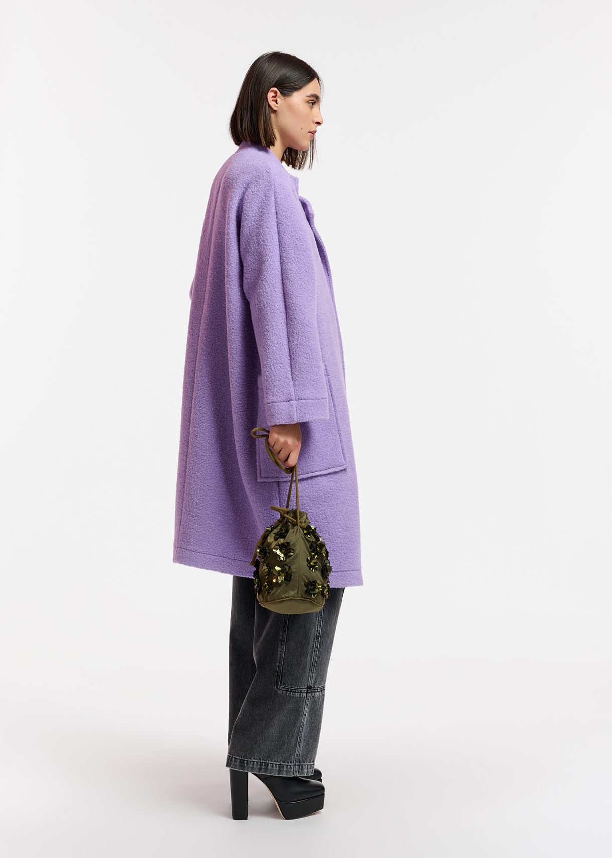 Manteau lilas en laine mélangée | Essentiel Antwerp France