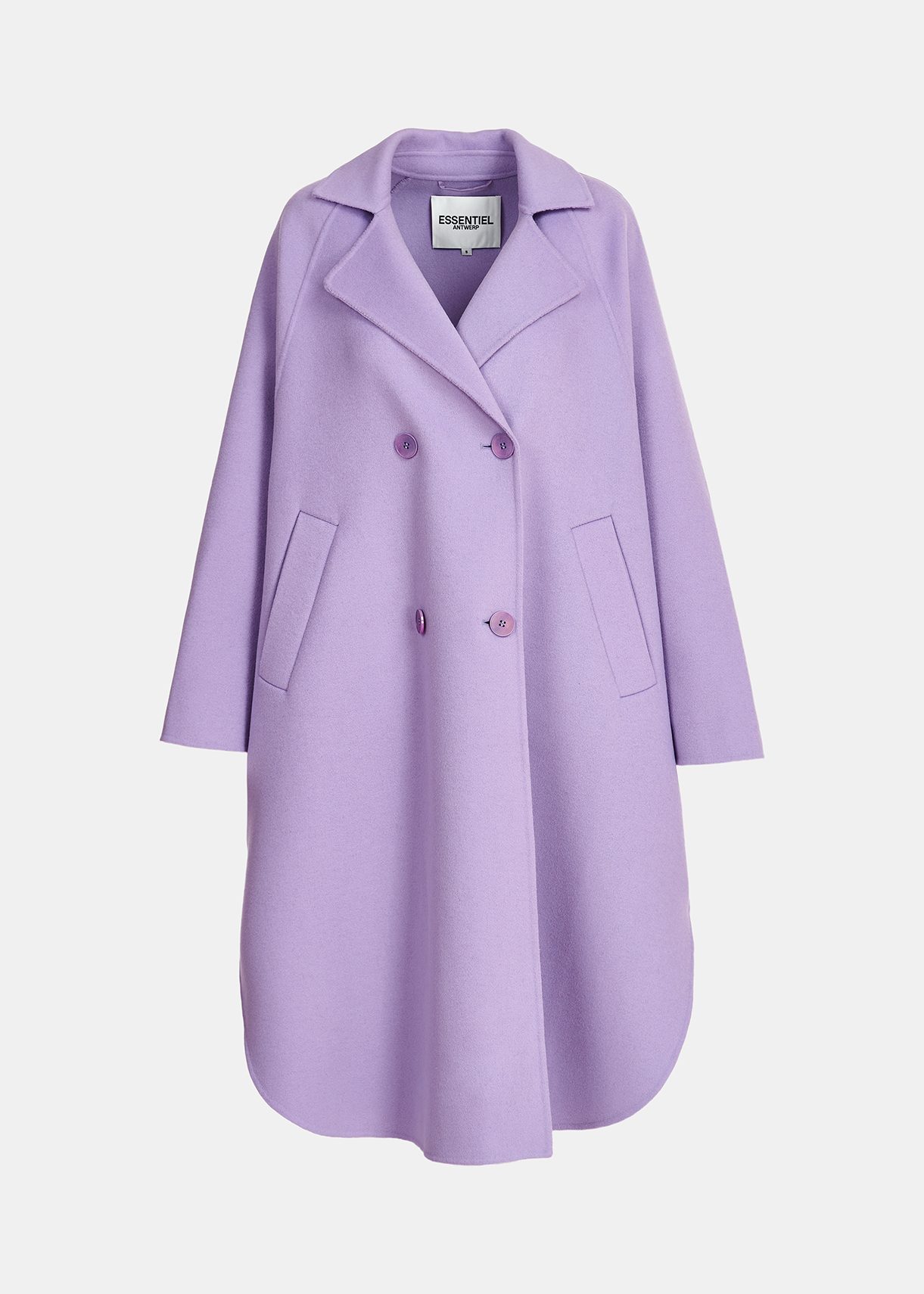 Lilac double-breasted wool coat