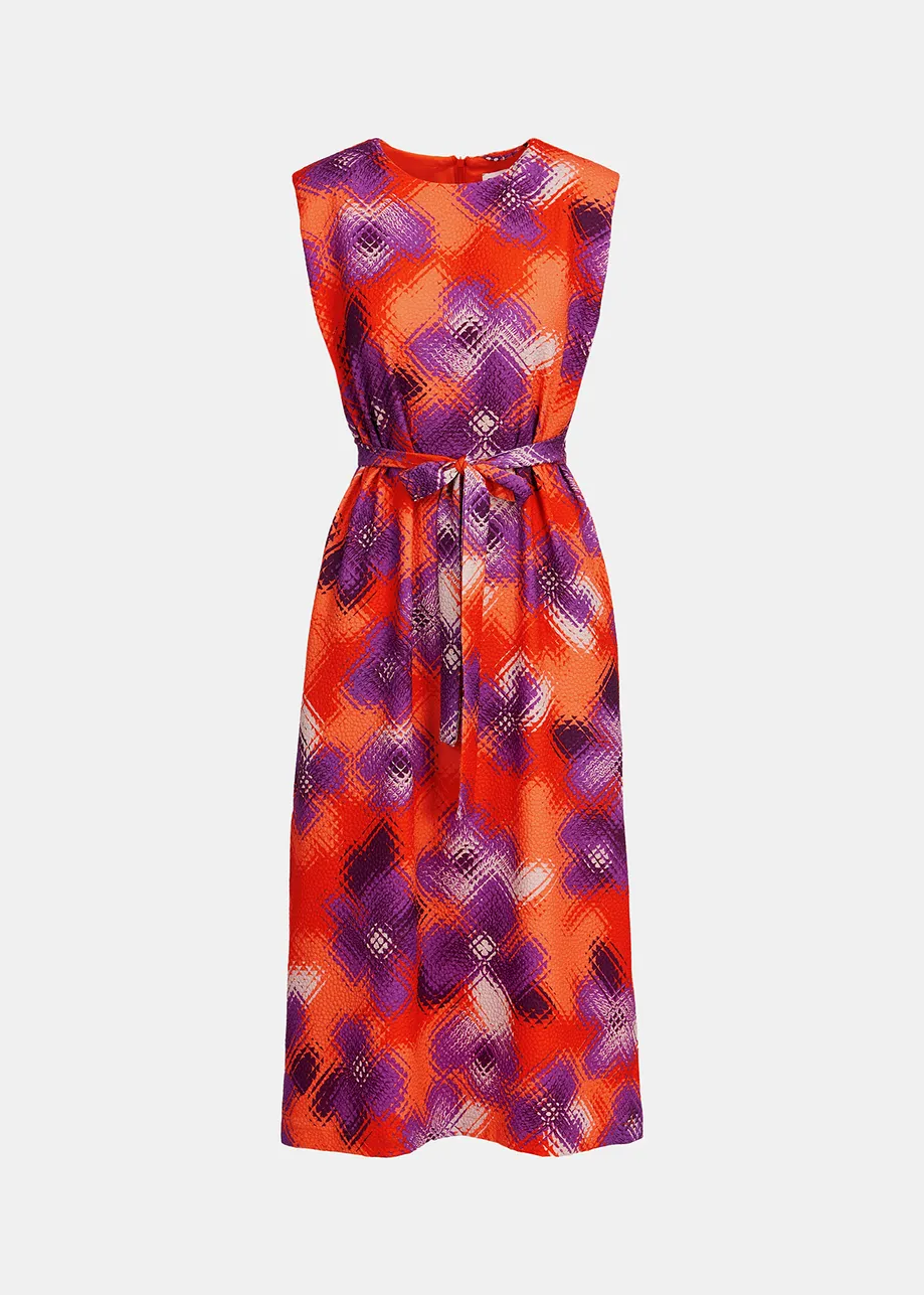 Robe midi fleurie orange à épaulettes