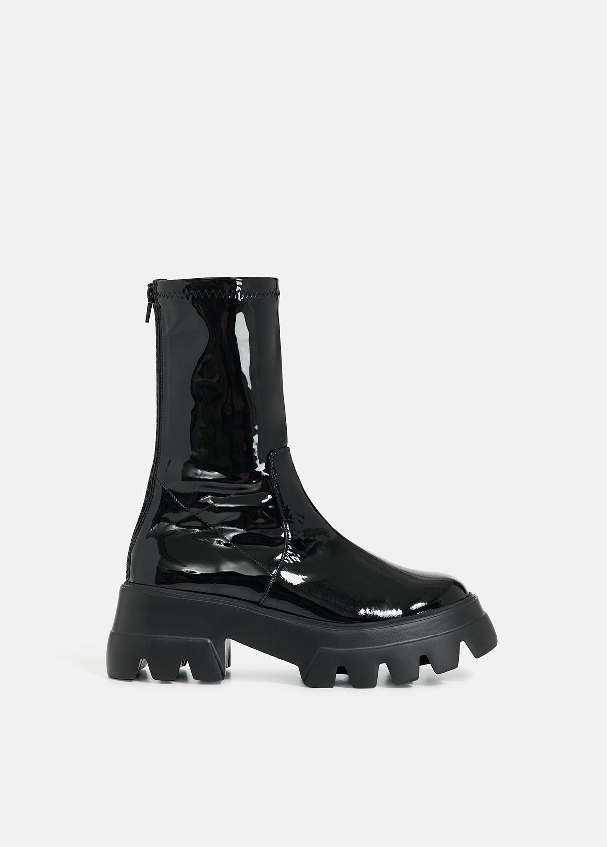 Faux patent leather combat on sale boots