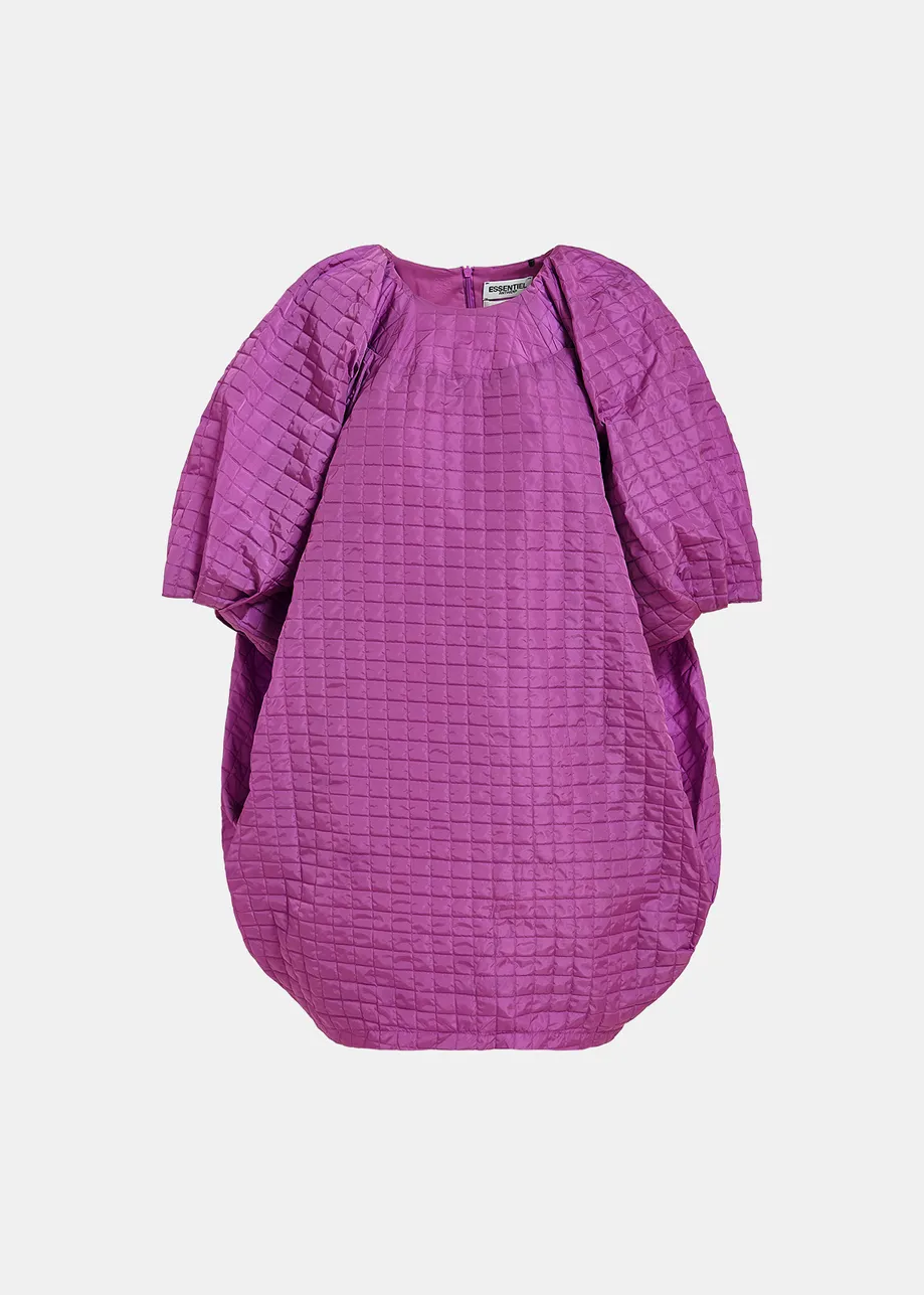 Purple mini dress with puffed sleeves