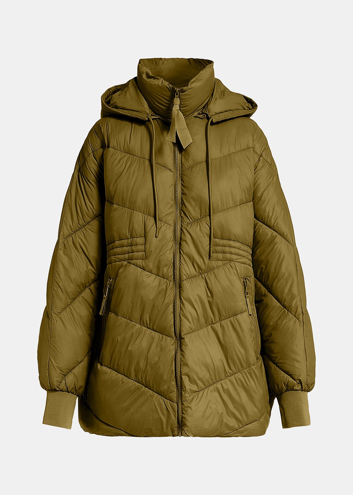 Khaki hooded puffer coat