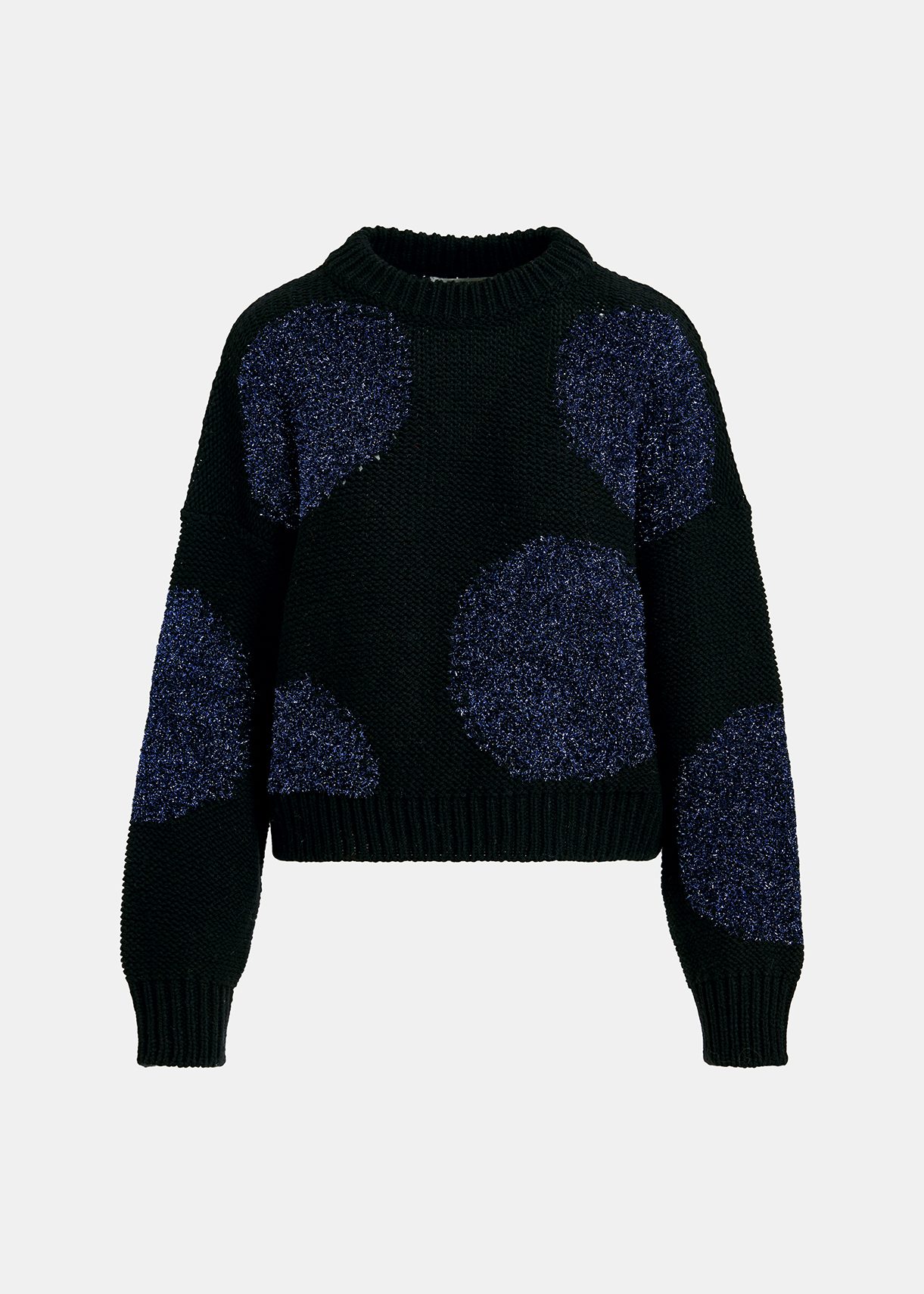 Black and dark blue intarsia-knitted sweater