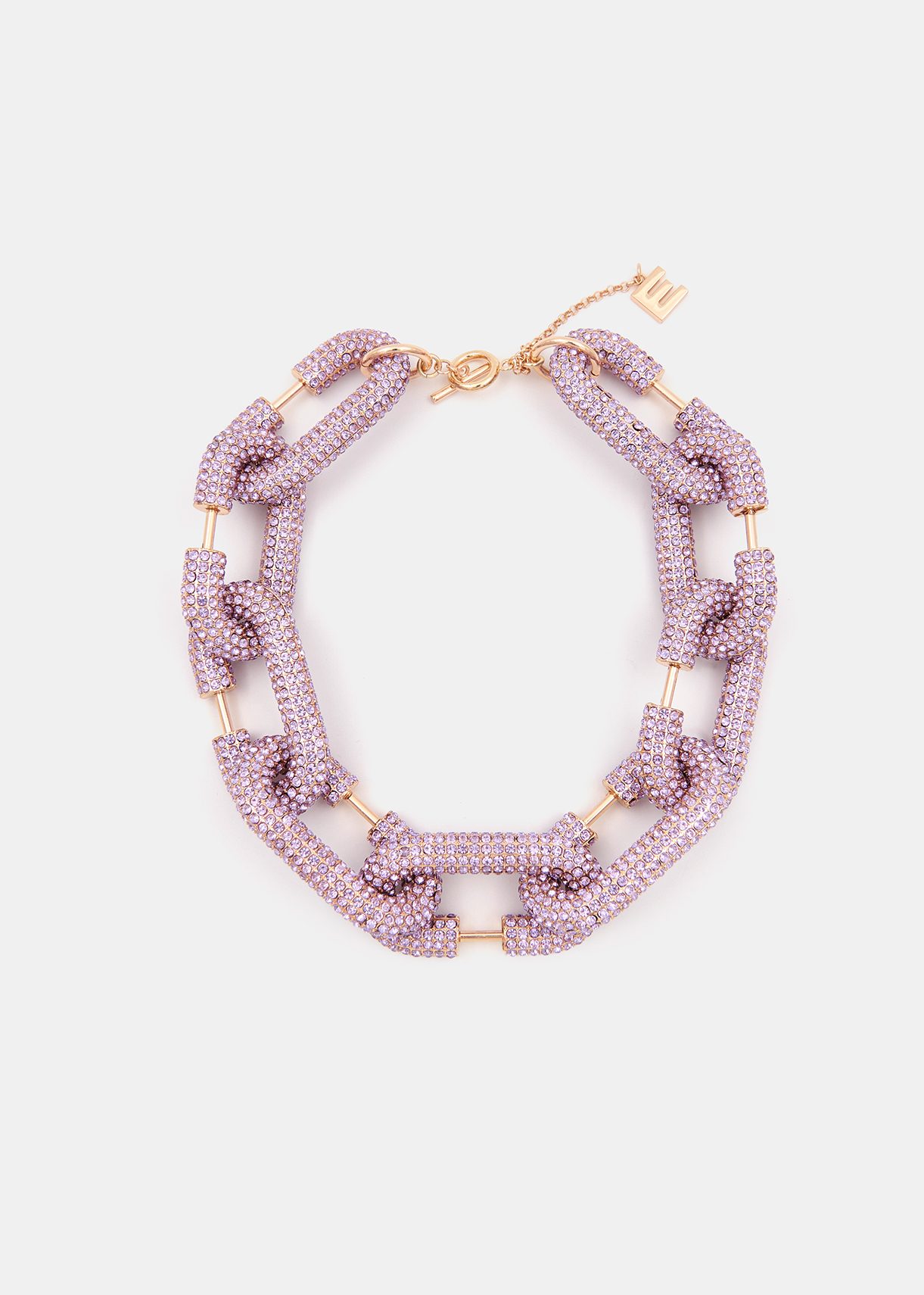 Gold-tone and lilac chunky chain necklace