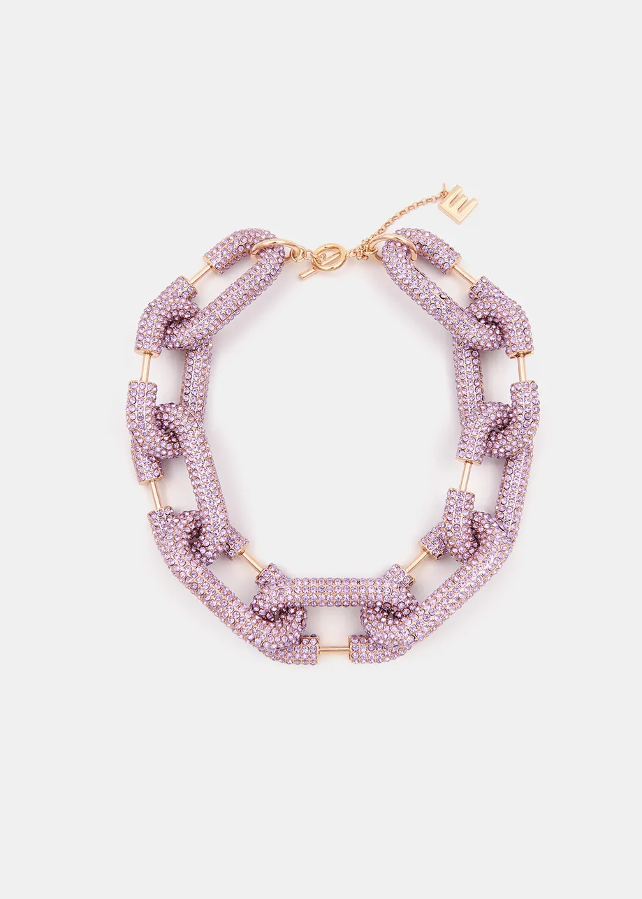 Gold-tone and lilac chunky chain necklace