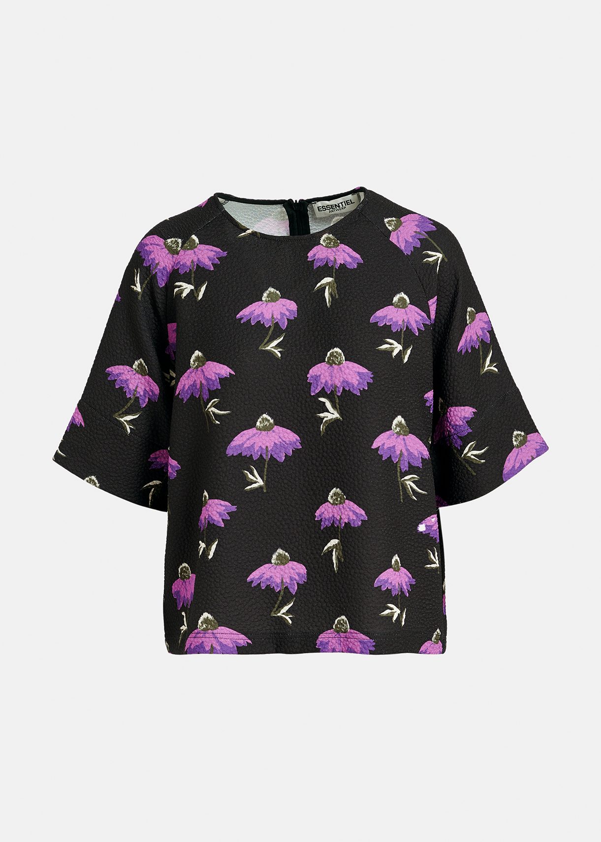 Top oversize noir à imprimé fleuri