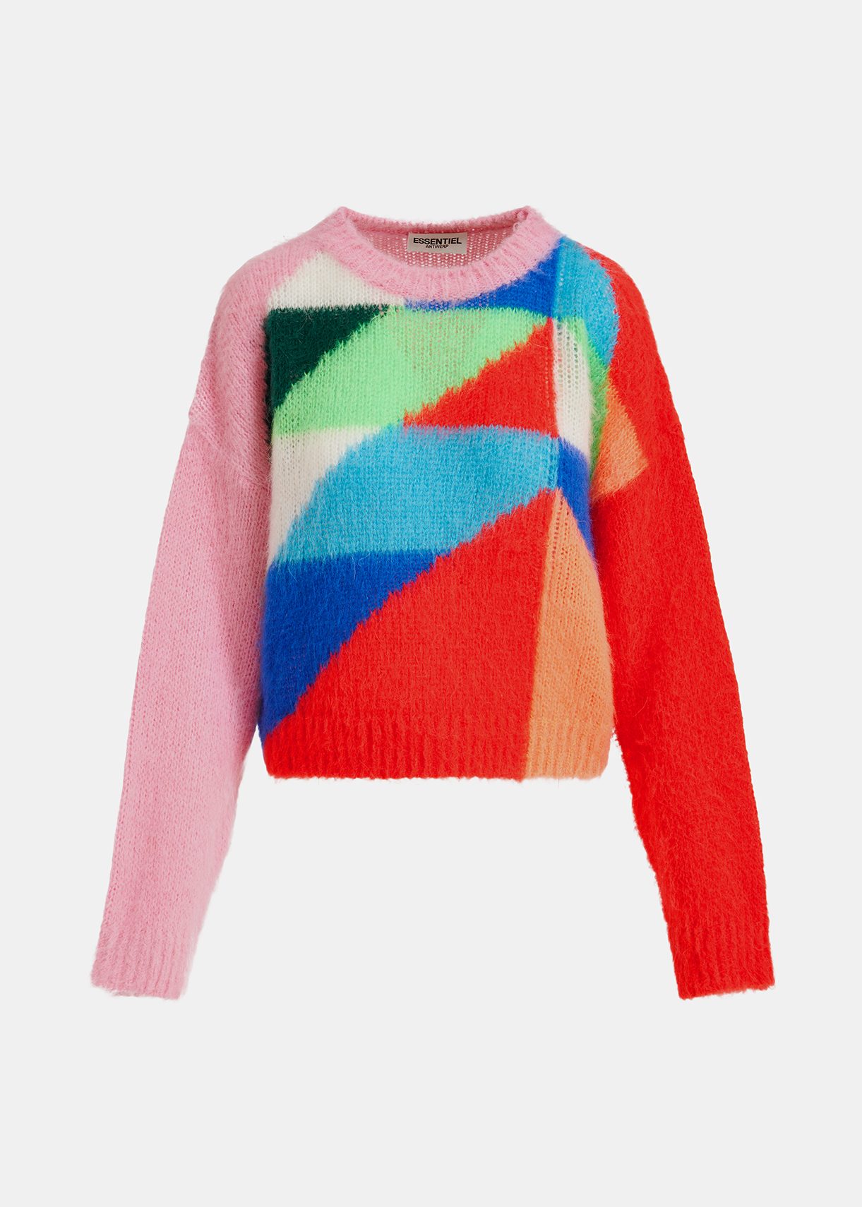 Multicolor geometric intarsia-knitted sweater