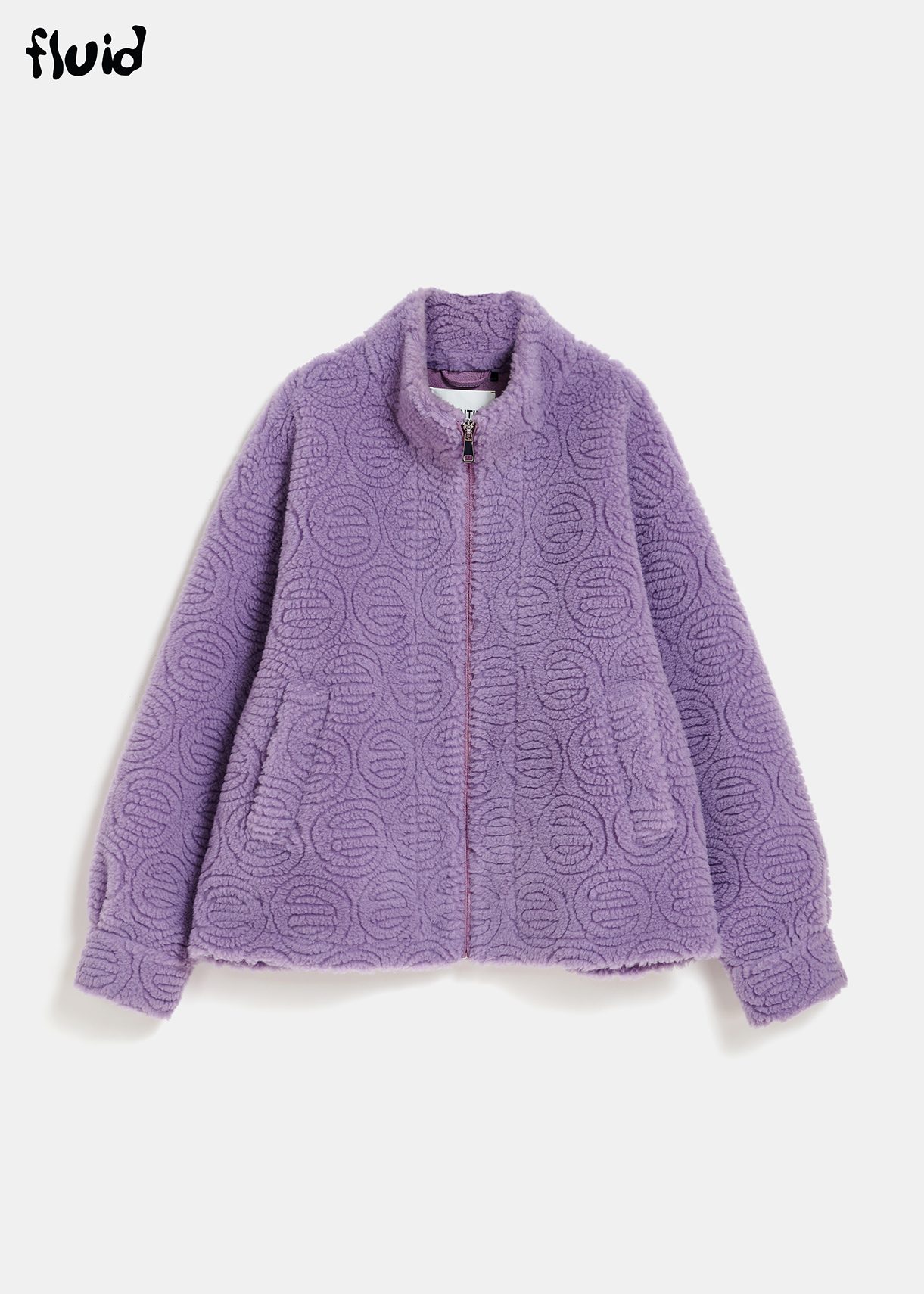 Purple faux fur bomber jacket 