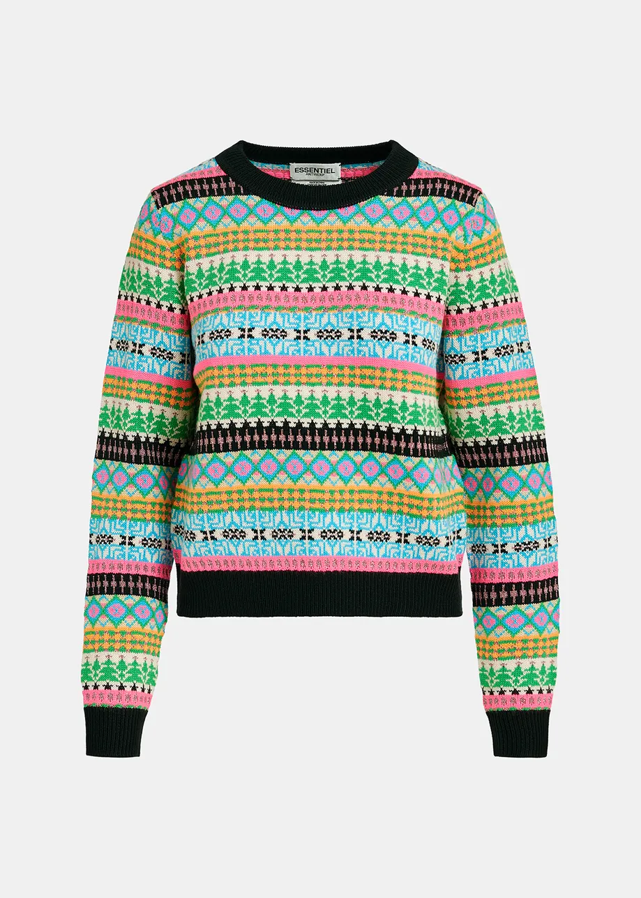 Multicolor jacquard-knit sweater