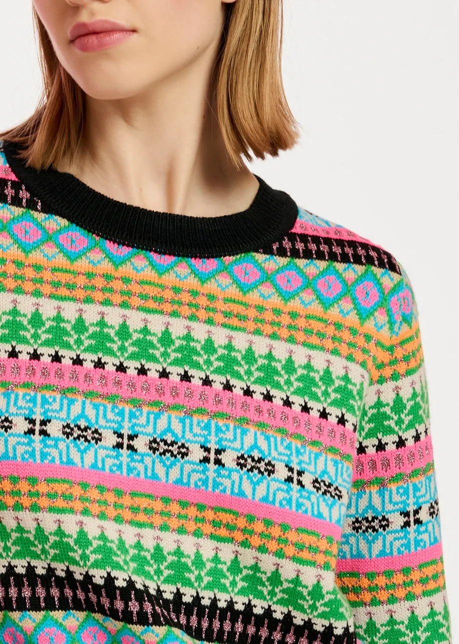 Multicolor jacquard-knit sweater