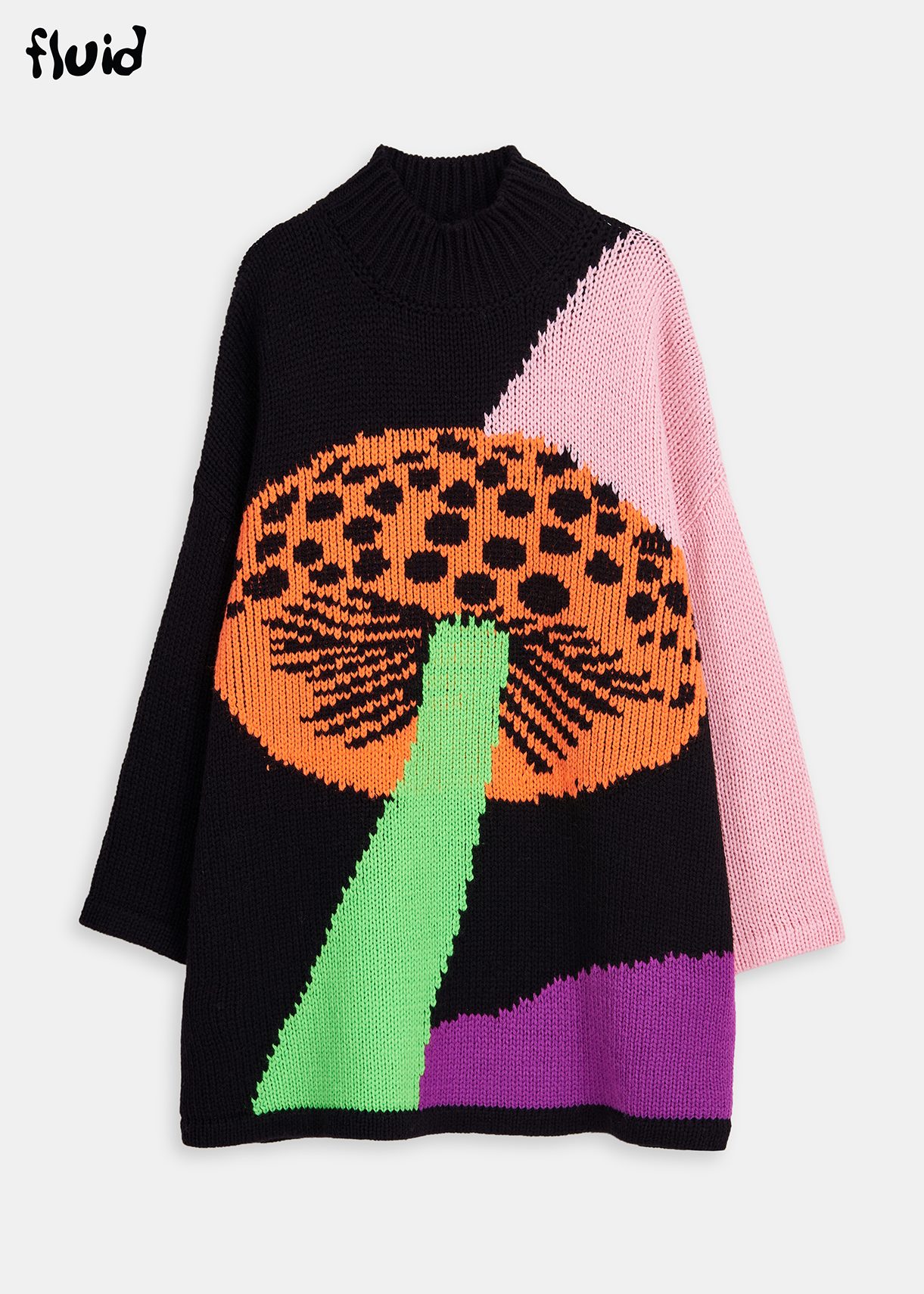 Multicolor intarsia-knitted sweater dress