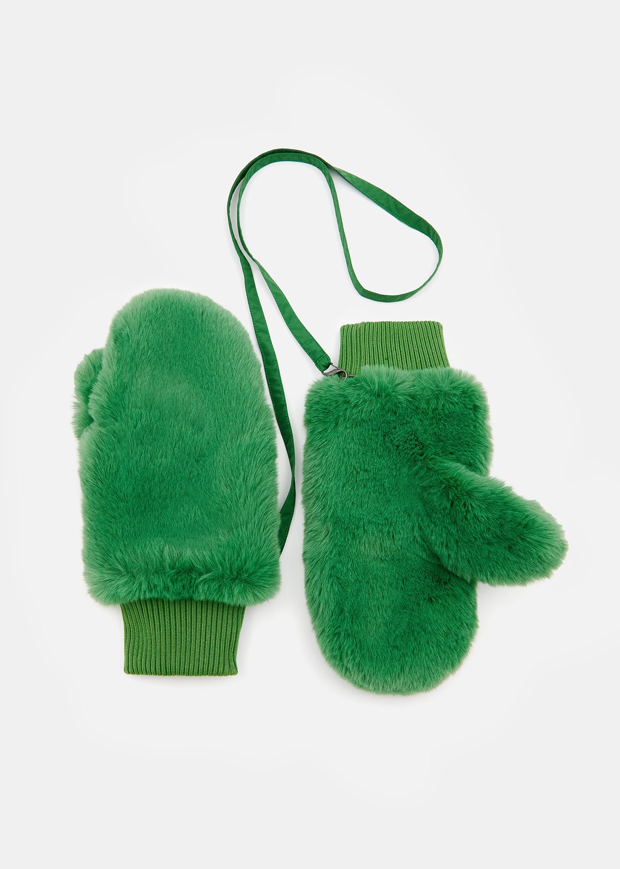 Groene wanten in faux fur