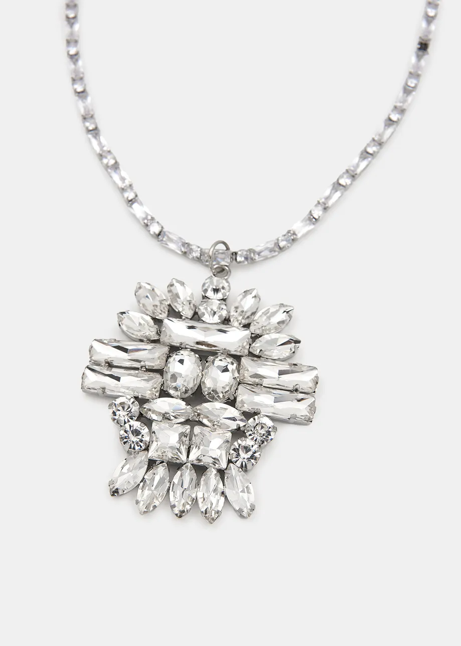 Silver-tone rhinestone necklace