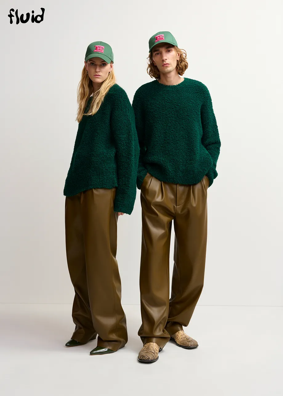 Khaki faux leather pants